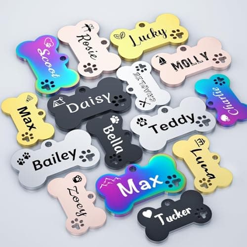 Dog Tags Personalized for Pets - YEHANTI Personalized Dog Tags with Lovely Icons, Durable Stainless Steel Pet ID Tags for Small Large Dogs Cats, Custom Dog Name Tags Engraved on Both Sides (Bone) view 3