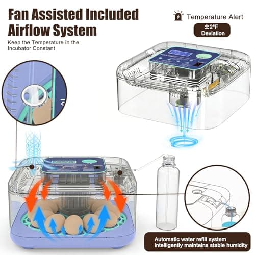 Incubators for Hatching Eggs, 12-24 Egg Digital Incubator with Smart Temperature & Humidity Control, Auto Egg Turner, Egg Candler, Poultry Hatcher for Chicken Eggs, Ducks, Goose, Quail Eggs view 4