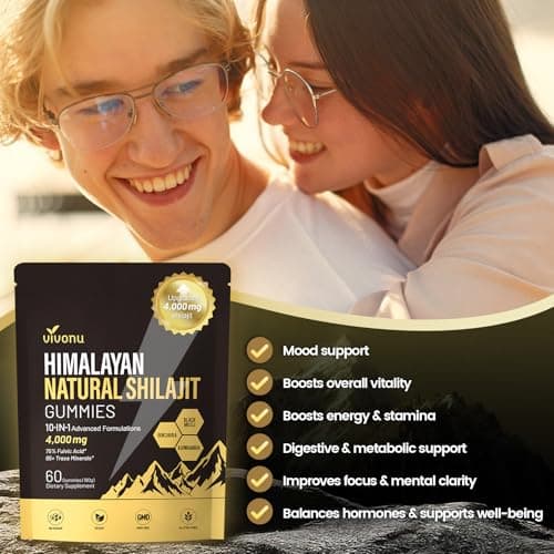 Shilajit for Men & Women Gummies | 4000mg High Potency 10-in-1 Formula with Pure Himalayan Shilajit, Ashwagandha, and 75% Fulvic Acid | Sugar-Free Vegan, 85+ Trace Minerals view 6