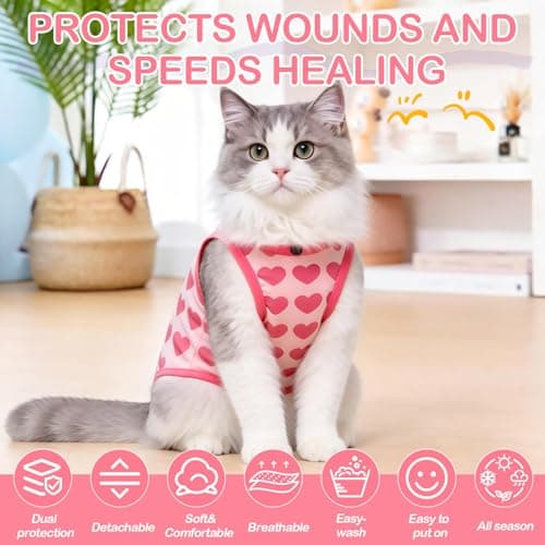 EMUST Recovery Suit for Small Dogs After Surgery, Soft E-Collar Alternative Surgical Wear, Breathable Anti-Licking Post-Op Clothes for Spay, Birth Control & Comfortable Recovery(Heart,L) view 6