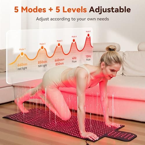 Extra Large Red Light Therapy Mat, High-Density LEDs Full Body Red Light Therapy, 660nm & 850nm Dual Wavelengths, Foldable Red Light Therapy Blanket with Timer, 65" x 20" view 2