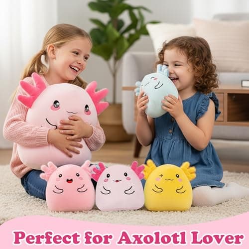 Axolotl Plush with 4 Babies Inside - 13 Inch Mommy Axolotl Plush Interactive 4 Colorful Baby in Tummy 5-Piece Cute Big Axolotls Adopt Toy Plushies for Girls Boys 0-8 Kids Birthday Baby ShowerGift view 3