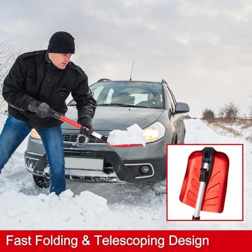 SnowPro Snow Shovel for Car, Fast Folding and Telescoping Design for Emergency Snow Removal - Compact Snow Shovel Kit - Collapsible and Portable Utility Shovel for Camping Hiking view 5