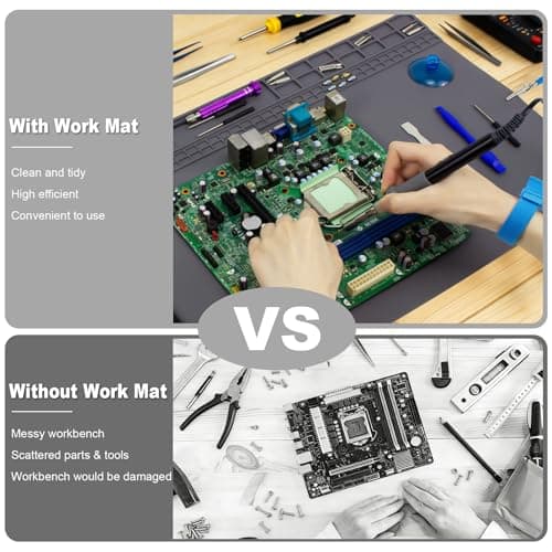 23.7''x13.8'' Large Soldering Mat, 932℉(500℃) Heat Insulation Silicone Soldering Mat with Wrist Strap, Extra Large Repair Workbench Mat for Watch Phone Laptop Computer Electronics Repair (Grey) view 6
