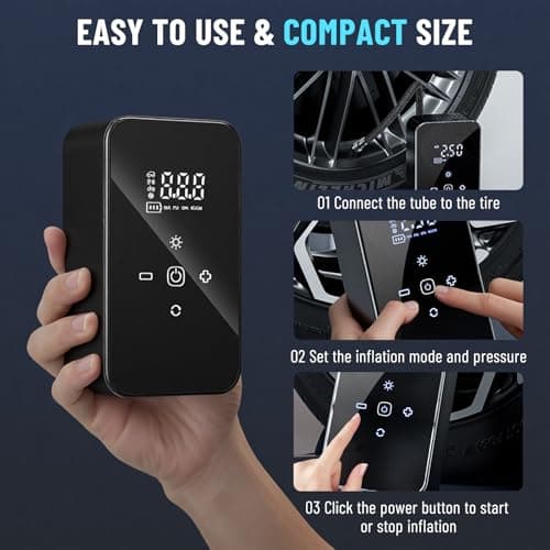 ZOOTEALY Tire Inflator Portable Air Compressor: Cordless Tire Pump for Car Tires with Digital Pressure Gauge & Auto Shutoff - Battery & 12V DC Dual Power Mini Air Pump for Car, Motorcycle, Bike, Balls view 6
