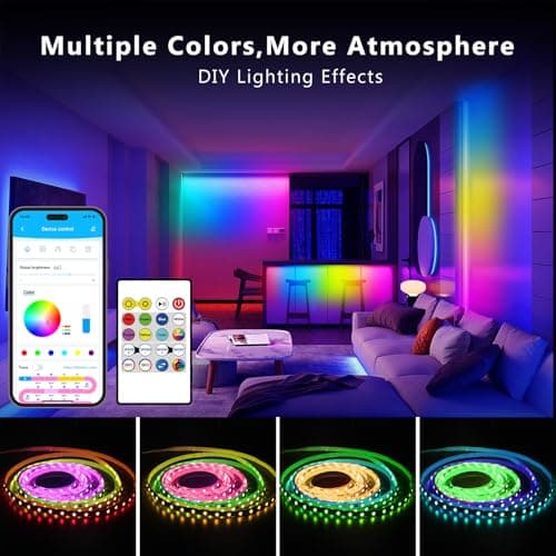 dalattin BGRIC Led Lights for Bedroom, 100ft 5050 LED Strip with DIY Multiple Colors, Work with Alexa&Google Assistant, Remote & App Control, Color Changing, Music Sync for Chrismas Holiday Decor view 2