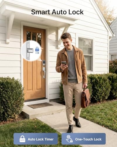 Smart Front Door Lock Set - Firstriver Keyless Entry Door Lock with Handle, Fingerprint Deadbolt with Keypad & Bluetooth App Control, Electronic Auto Lock, Works with Alexa & Google Assistant, Silver view 6