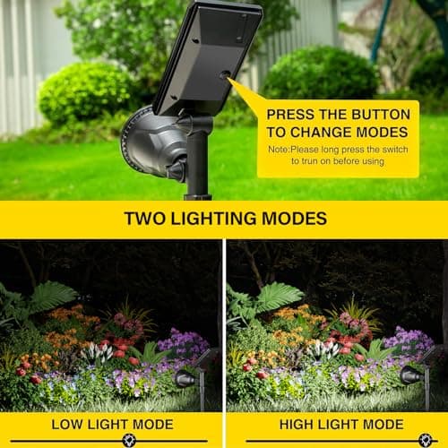 ROSHWEY Solar Spot Lights Outdoor - 600LM Spotlights Waterproof Outside Flood Lighting for Driveway Backyard Patio Garden Landscape Deck Garage (Cool White, 2 Pack) view 6