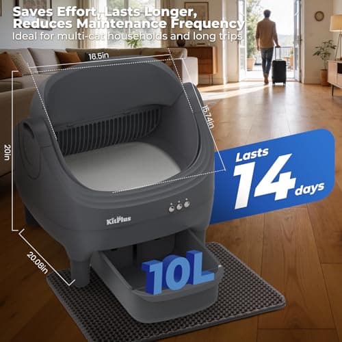 Self-Cleaning Cat Litter Box, Open-Top Automatic Litter Box with APP Control, Odor-Control & Low-Noise Design, Large Capacity, Safe for Multiple Cats view 5