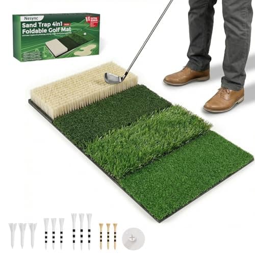 Nesync 4-in-1 Foldable Heavy-Duty Golf Hitting Mat, Sand & Tee Turf, Anti-Slip Backing，for Swing/Chip/Putting Practice，Golf Practice Mat with Golf Mat Tees — image 1