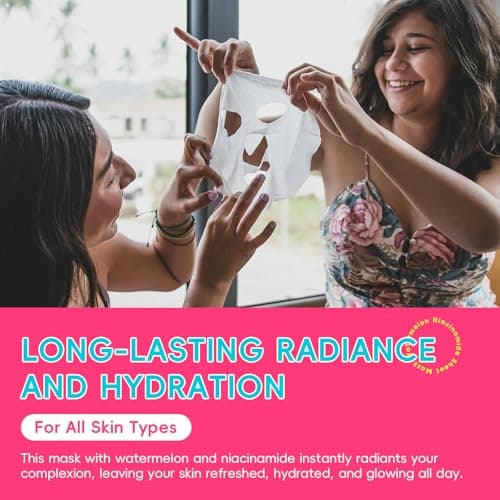 QUIYUM 14 Pack Watermelon Niacinamide Sheet Mask - Hydrating Facial Masks for All Skin Types, Skincare Set, Spa Gift for Women & Teens view 5