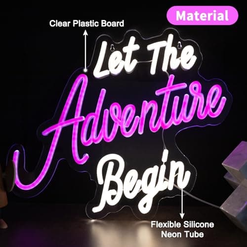 Let The Adventure Begin Neon Sign, Dimmable LED Neon Light for Wall Decor, USB Powered Acrylic Neon Sign for Bedroom, Man Cave, Camping, RV, Party & Adventure Themed Decoration 15.35 x 12.99 in view 6