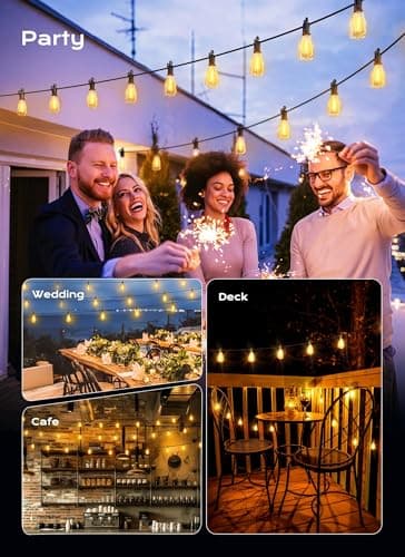 Brightown Outdoor String Lights Patio Lights, 100FT ST38 Shatterproof Dimmable Waterproof Connectable LED Christmas Lights, Hanging Outside Light for Backyard, Porch, Deck, Balcony, Garden, Home Decor view 6