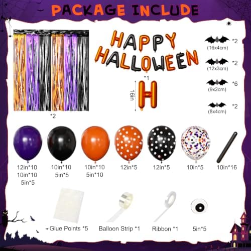 Orange Purple Black Balloon Fringe Curtains for Halloween Party Decorations view 2