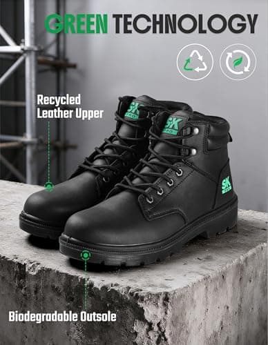 SKPRO Steel Toe Work Boots for Men, Lightweight Non Slip Boots, Safety Toe Construction Leather Water-Resistant Shoes view 5