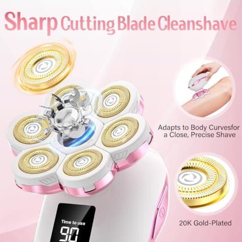 OLWDT Electric Razors for Women, 7D Electric Shaver for Womens Full Body | IPX8 Waterproof Wet Dry Hair Remover, 120 Mins Runtime, LED Display & Travel Lock for Legs, Face, Arms, Bikini Area view 3