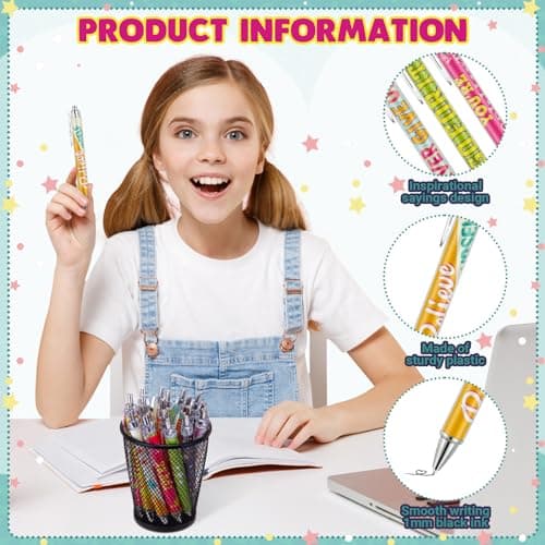 Pasimy 24 Pcs End of Year Gifts Motivational Inspirational Pens Affirmation Black Ink Pens with Positive Quotes Thank You Gifts for Women Men Office Working School Students, 10 Styles view 4