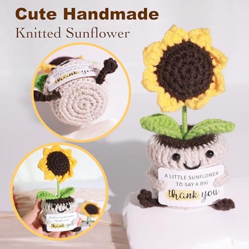 Thank You Gifts for Women Appreciation Gift Basket Sunflower Scented Candle Glass Cup Crochet Decor Unique Set for Coworkers Teacher Employee Volunteer Social Worker Paraprofessional view 5