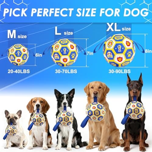 Vivifying Dog Toys Balls, Interactive World Cup Soccer Ball for Small Medium Dogs, Durable PU Enrichment Training Toy with Straps for Indoor and Outdoor Tug-of-War & Playing (6 Inches) view 2