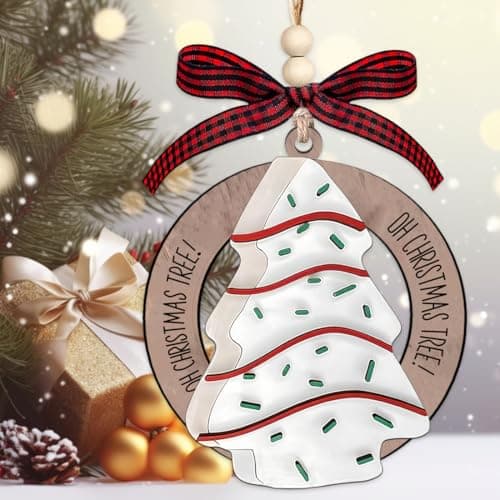 Little Christmas Tree Cakes, Food Ornaments, Wood Cheesecake Ornament, Baking Dessert Cake Ornament, Cute Christmas Ornaments view 7