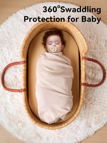 TILLYOU 3 Pack Muslin Swaddles for Newborns, Breathable and Soft Baby Blankets for Girls Boys, Cotton Blanket Baby Wrap Swaddle 47"X47", Gradient Brown view 3