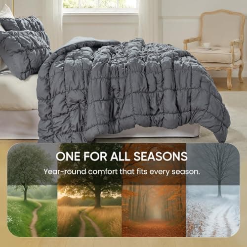 Amélie Home Queen Bubble Comforter Set, Soft, Charcoal Grey, 3-Piece view 5