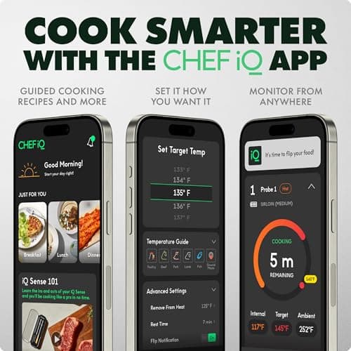 CHEF iQ Sense | Smart Wireless Meat Thermometer | Ultra-Thin Probe | WiFi Unlimited Range | 1000°F Heat Safe | 5 Sensors | BBQ, Grill, Oven, Smoker, Air Fryer | Gen3 view 3