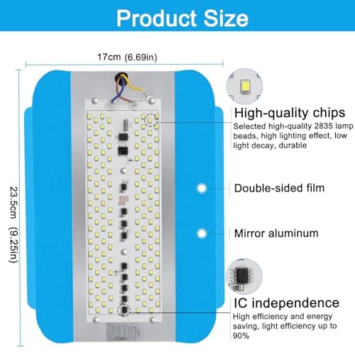 UPWATT 100W LED Flood Light, 6400LM 500W Equivalent Work Light for Warehouse, Construction Site, 6500K Daylight White view 3