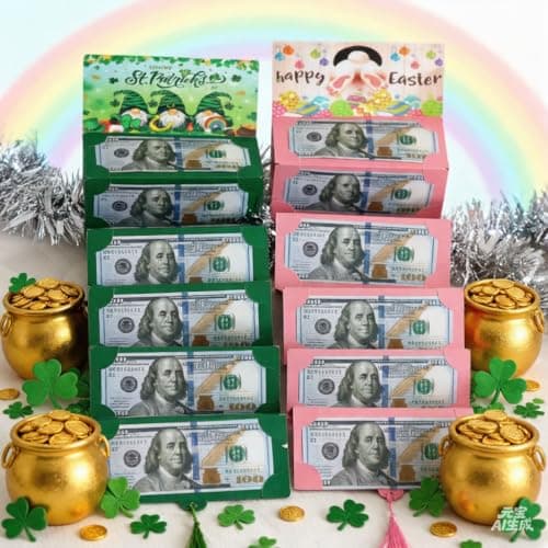 St. Patrick's Day Money Envelope for Cash with 10 Slots, Bunny Card for Easter, Birthday, Graduation, Party Gifts | Creative Cash Envelope for Men, Women, Boys, Girls, Teens, Adults (Green, 1Pcs) view 3