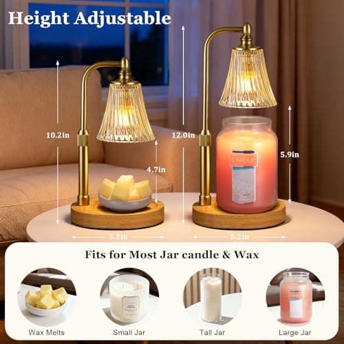 Candle Warmer Lamp with Timer Dimmable,Birthday Gifts for Women Mom Sister,Adjustable Height Wax Melt Warmer for Jar Candles,House Warming Gifts New Home,Ideal for Office,Dorm,Bedroom Home Decor view 2