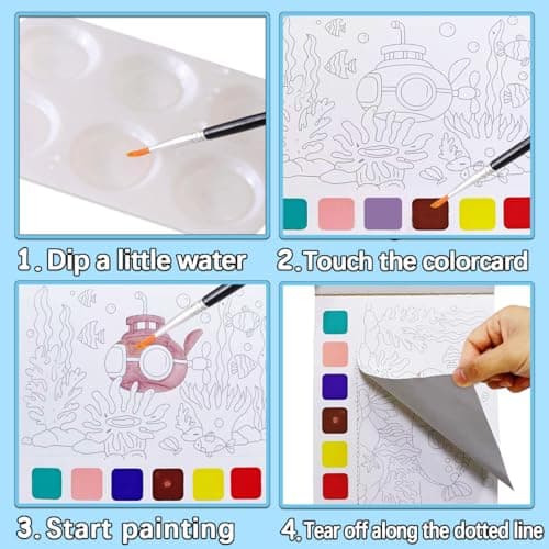 JUNQIU 3Pack Water Color Paint Sets for Kids, Paint With Water Books, Pocket Watercolor Painting Book, Arts and Crafts for Girls Gifts,Stocking Stuffers For Kids view 3