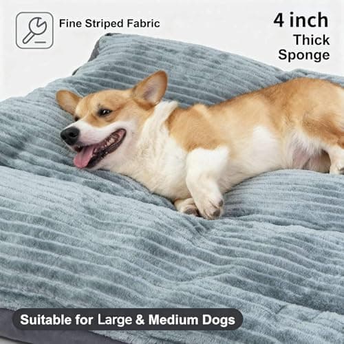 Big Dog Bed for Large Sized Dogs - Dog Crate Pad Removable Washable Cover, Non-Slip Bottom, Pet Mat Comfort Cushion for Joint Relief, Deep Sleep & Home Decor view 2