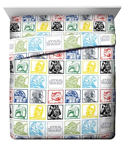 Jay Franco Kids Sheet Set with Fitted, Flat Sheets & Pillow Cover - Ultra-Soft Bedding with Pillowcase for Room Decor, Multi - Star Wars, 4 Piece Queen view 1