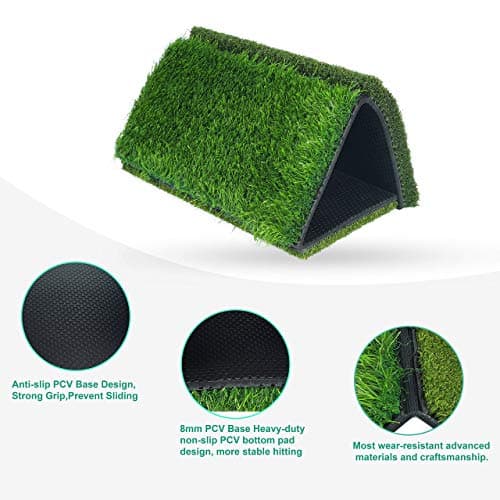 NEWCARE Golf Hitting Mat, Thickened Golf Practice Mat for Indoor Outdoor Training, Swing Path Hitting Turf Mat with Non-Slip Rubber Backing, Golf Accessories Gifts for Men& Dad &Husband view 4