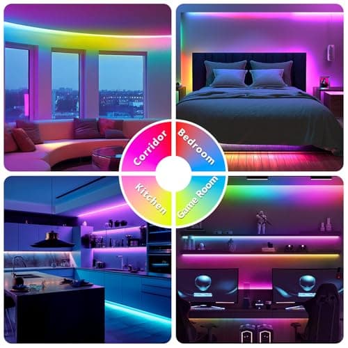 dalattin BGRIC Led Lights for Bedroom, 100ft 5050 LED Strip with DIY Multiple Colors, Work with Alexa&Google Assistant, Remote & App Control, Color Changing, Music Sync for Chrismas Holiday Decor view 4