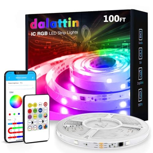 dalattin BGRIC Led Lights for Bedroom, 100ft 5050 LED Strip with DIY Multiple Colors, Work with Alexa&Google Assistant, Remote & App Control, Color Changing, Music Sync for Chrismas Holiday Decor — image 1