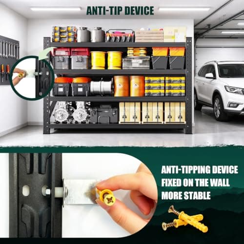 79'W Storage Shelves,4 Tier Heavy Duty Metal Garage Shelving | Adjustable Shelving Unit Industrial Shelf Utility Steel Shelf for Warehouse,Basement, Easy-to-install 74"H*79"W*24"D view 5