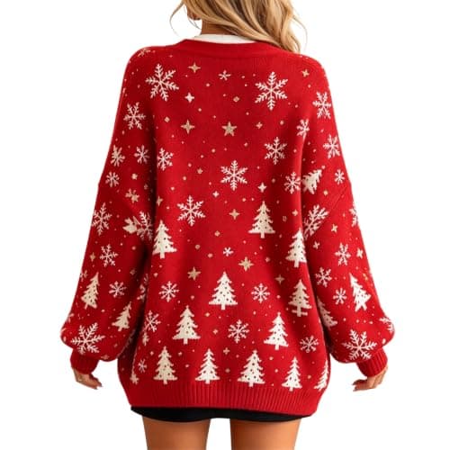 Oversized Christmas Sweater Cardigan Women view 4