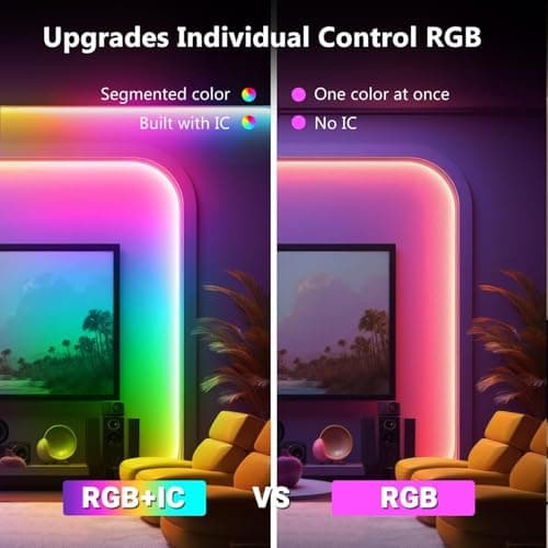 dalattin BGRIC Led Lights for Bedroom, 100ft 5050 LED Strip with DIY Multiple Colors, Work with Alexa&Google Assistant, Remote & App Control, Color Changing, Music Sync for Chrismas Holiday Decor view 3