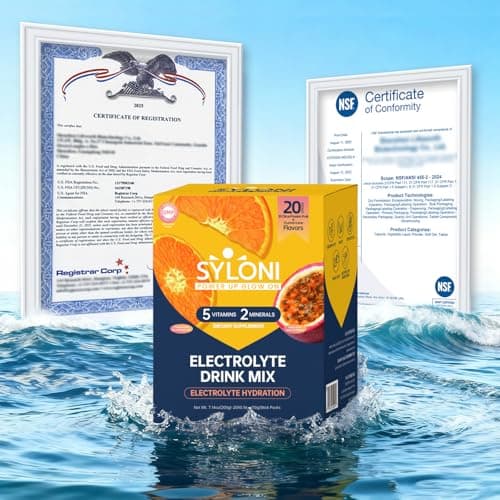 Syloni Electrolytes Powder Packets, Citrus Passion Fruit(0.36 oz*20 Sticks), Sugar Free Hydration Packets Electrolyte Drink Mix with 7 Vitamins and Electrolytes, Keto Friendly, Vegan view 2