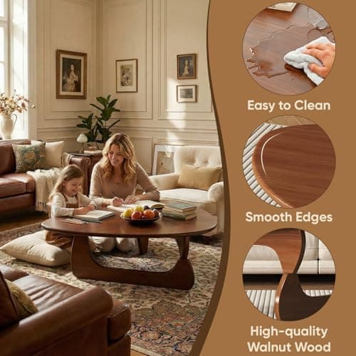 SoulNest Mid Century Small Coffee Table, Walnut Coffee Table for Living Room, Suitable for Living Room, Reception Room or Office (Small, Triangle) view 3