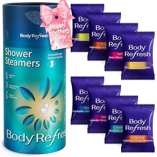 BodyRefresh Shower Steamers Aromatherapy 8 Pack - Birthday Gifts for Men Him,Mothers Day Gifts for Mom Wife,Shower Bombs with Natural Esseential Oils for Home Spa Relaxation,Stress Relief Self Care view 1