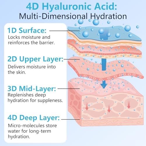 5% Hyaluronic Acid Serum for Face, 4D Multi-Layer Hydration, Ultra Hydrating Anti-Aging Serum, Moisturizer for Dry & Sensitive Skin, Pre-Makeup Skincare, Single-Use Ampoule 0.05fl oz x 30e view 4