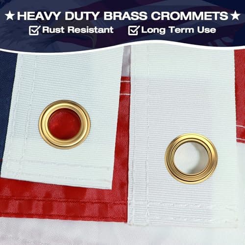 American Flags for Outside 3x5 FT American Flag | USA Flag 3 X 5 Heavy Duty Outdoor US Flags with Embroidered Stars, Sewn Stripes, Thick Spun Polyester Vivid Color UV & Fade Resistant, Brass Grommets view 4