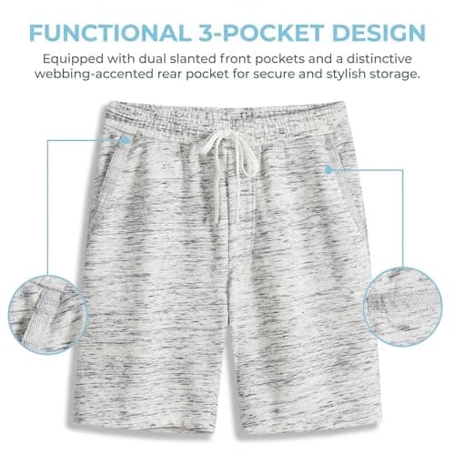 VANCOOG Men’s Casual Cotton Knit Short Drawstring Elastic Jogger Gym Shorts view 6