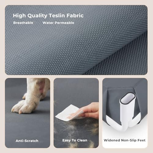 ZOMISIA Elevated Dog Cot Bed Tool-Free Assembly - Outdoor Raised Dog Cooling Bed Frame for Large Pets, Summer Pet Hammock Off Ground with Non-Slip Feet & Waterproof Teslin Mesh, 43x30 Inch view 3