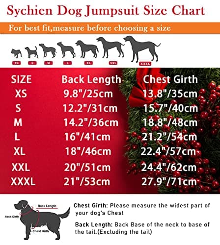 Sychien Dog Christmas Pajamas Medium,Red and White Striped Pjs for Boy Girl Dogs,Thermal Warm Cotton Christmas Holiday Jumpsuit,M view 6