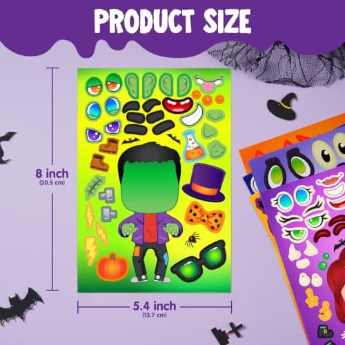 JOYIN 36 PCS Halloween Craft Stickers for Kids Party Favor, Make a Face Stickers with Designs Witch Vampire, DIY Craft Supplies for Halloween Party Game Classroom Activities Gift Goodies view 2