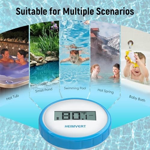 HEIMVERT Wireless Digital Pool Thermometer – Floating, Easy-to-Read Display, IPX8 Waterproof – Indoor/Outdoor Sensor for Hot Tubs, Swimming Pools, Ponds & Aquariums (Azure, 1 Pack) view 6