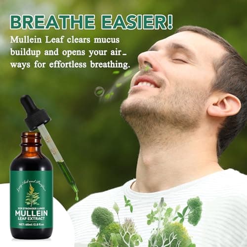 QJCWXIAOX Mullein Drops for Lungs, Mullein Leaf Extract with Chlorophyll,Mullein Leaf Extract for Lung Cleanse and Respiratory Support view 2